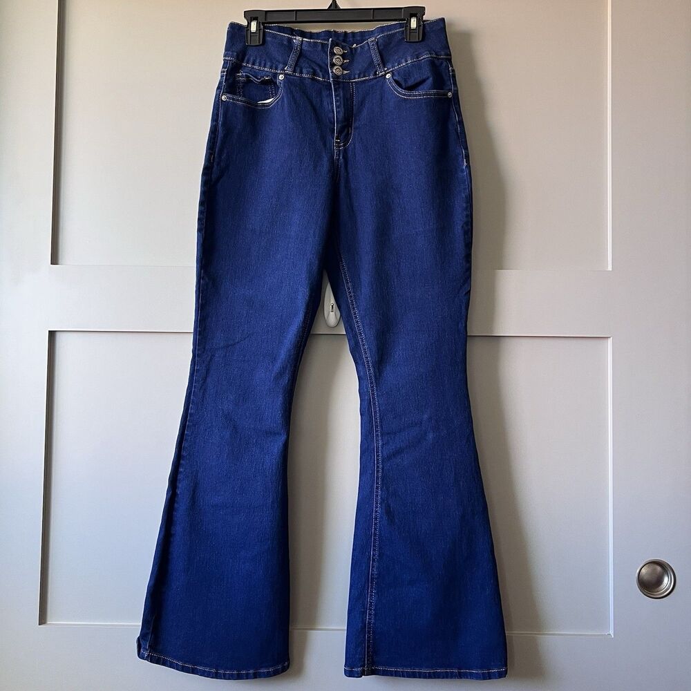 Copperflash Jeans Denim High Rise Slim Flare Women 10 Blue Stretch‎ Hippie Retro